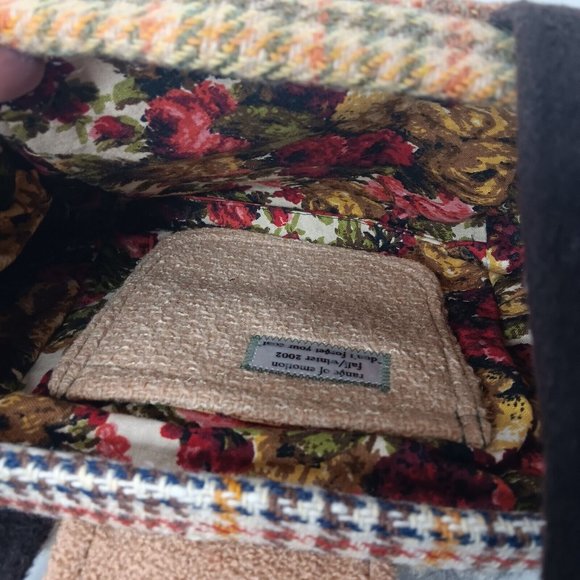 Range of Emotion Jeanea Michelle Purse Dont Forget Your Coat Brown Patches Wool - Picture 16 of 16